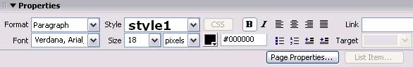 properties inspector