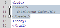 The top-level heading is correctly wrapped in the <header> tags