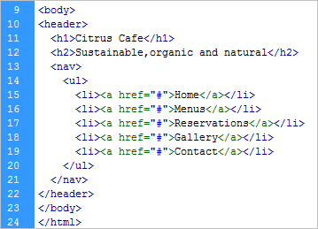 The <header> contains one other structural element: <nav>.